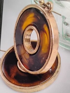 Vintage Swirl Brown tones Round Drop Earrings - Brown Hoop Design